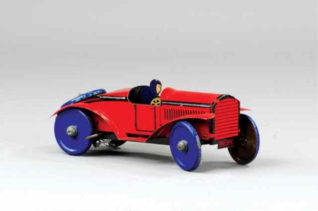 Appraisal: MARX RACER Lithographed tin done in red with blue disc