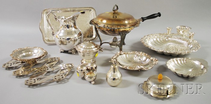 Appraisal: Approximately Sixteen Silver Plated Serving Items including a water pitcher