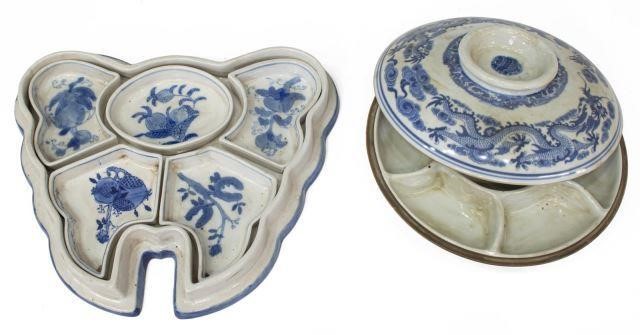 Appraisal: lot of Chinese blue and white porcelain candy dishes comprising