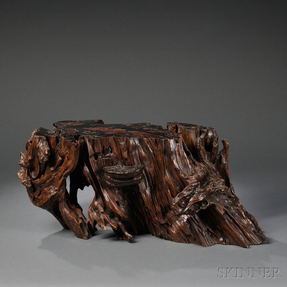 Appraisal: Rootwood Stand China th century hardwood naturally gnarled and eroded