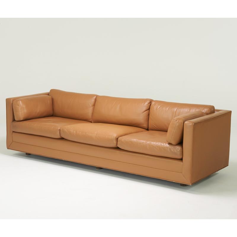 Appraisal: WARD BENNETT BRICKELL ASSOCIATES Sofa USA s Stained wood leather