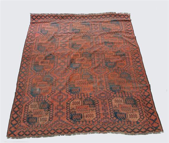 Appraisal: ROOM SIZE ORIENTAL RUG Blue tribal patterns on a red