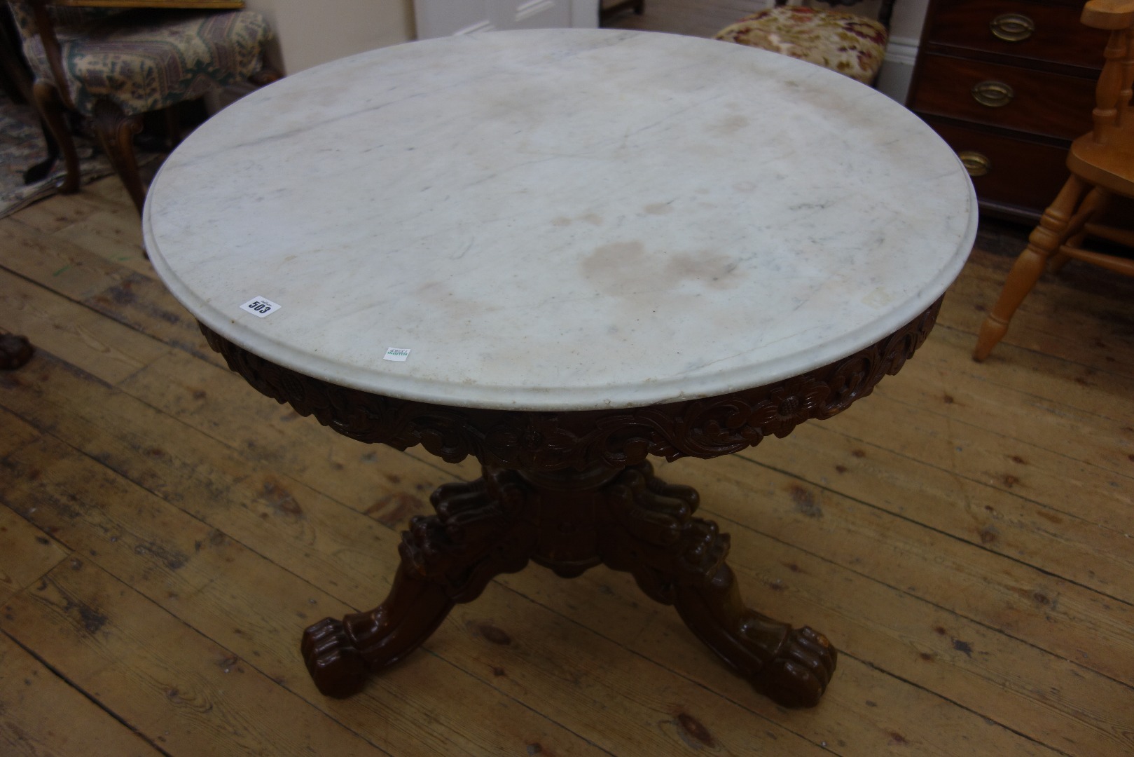 Appraisal: A reproduction William IV style carved hardwood centre table with