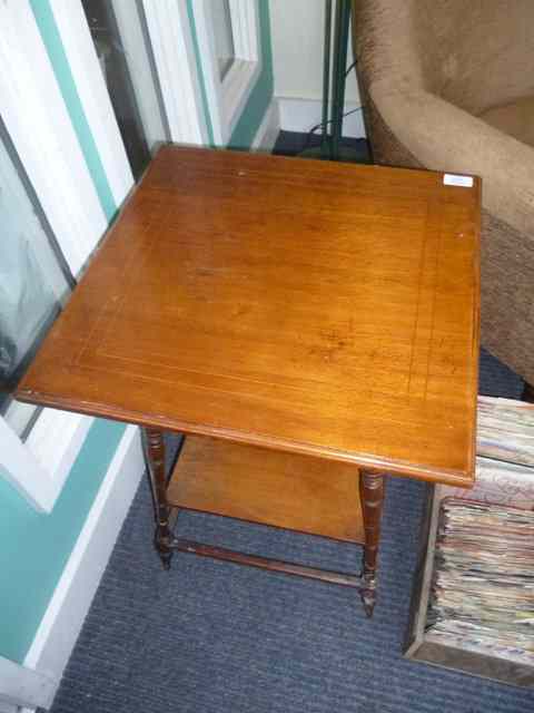 Appraisal: A LATE VICTORIAN AESTHETIC STYLE SQUARE TOPPED OCCASIONAL TABLE standing