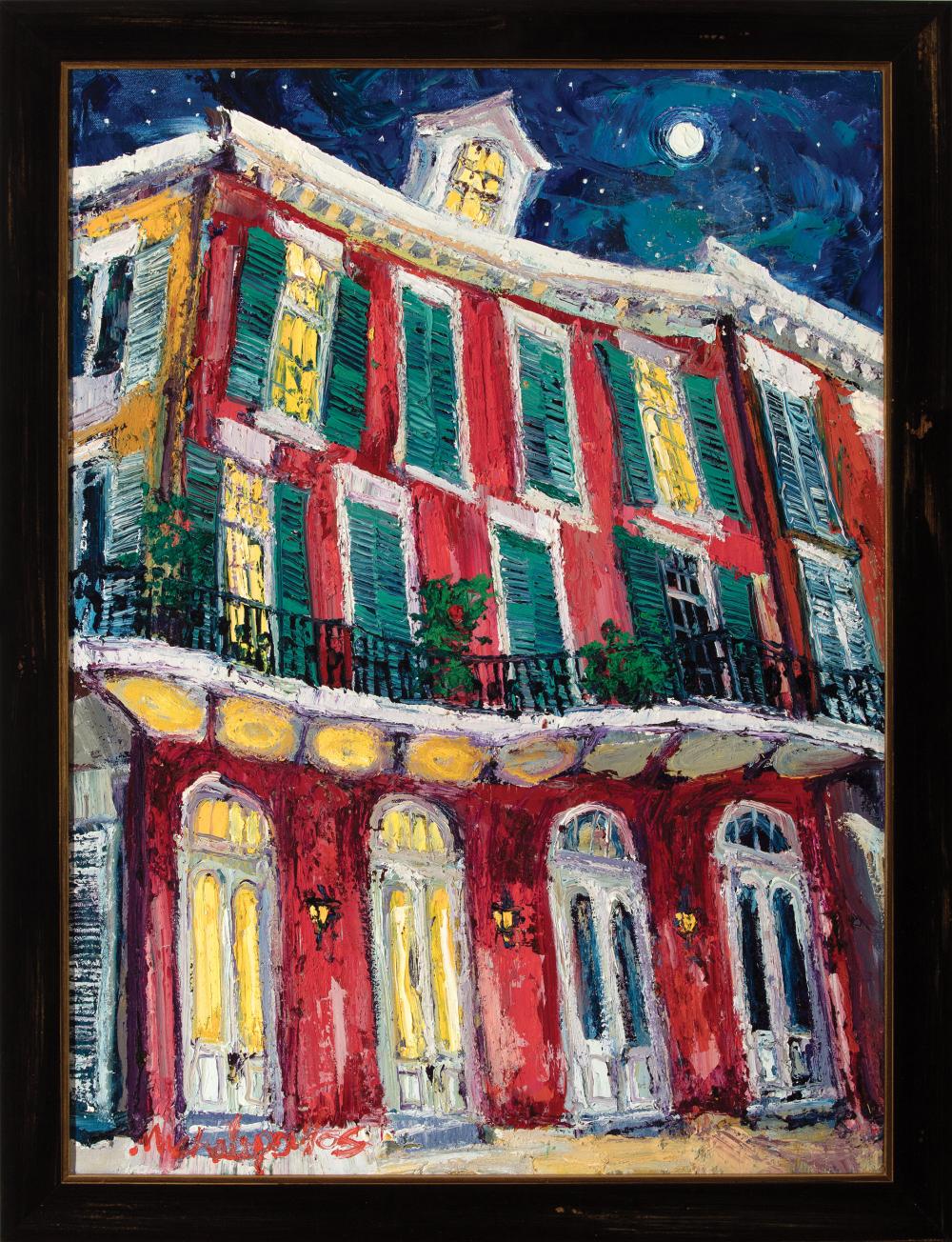 Appraisal: James Michalopoulos American New Orleans b Full Moon Filibuster oil