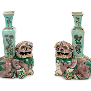 Appraisal: A Pair of Chinese Famille Verte Painted Porcelain 'Buddhist Lion'