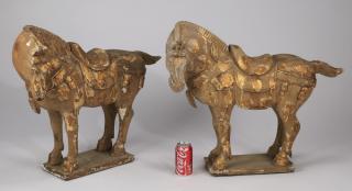 Appraisal: Chinese Tang style horses h Pair of decorative Chinese Tang