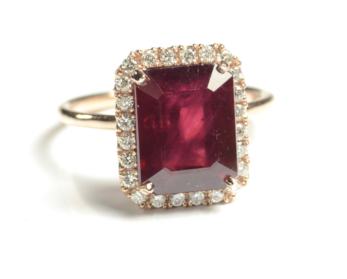 Appraisal: RUBY DIAMOND AND ROSE GOLD RING with appraisal The k