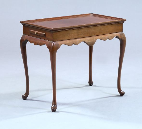 Appraisal: Queen Anne-Style Mahogany Tray-Top Tea Table the top with a