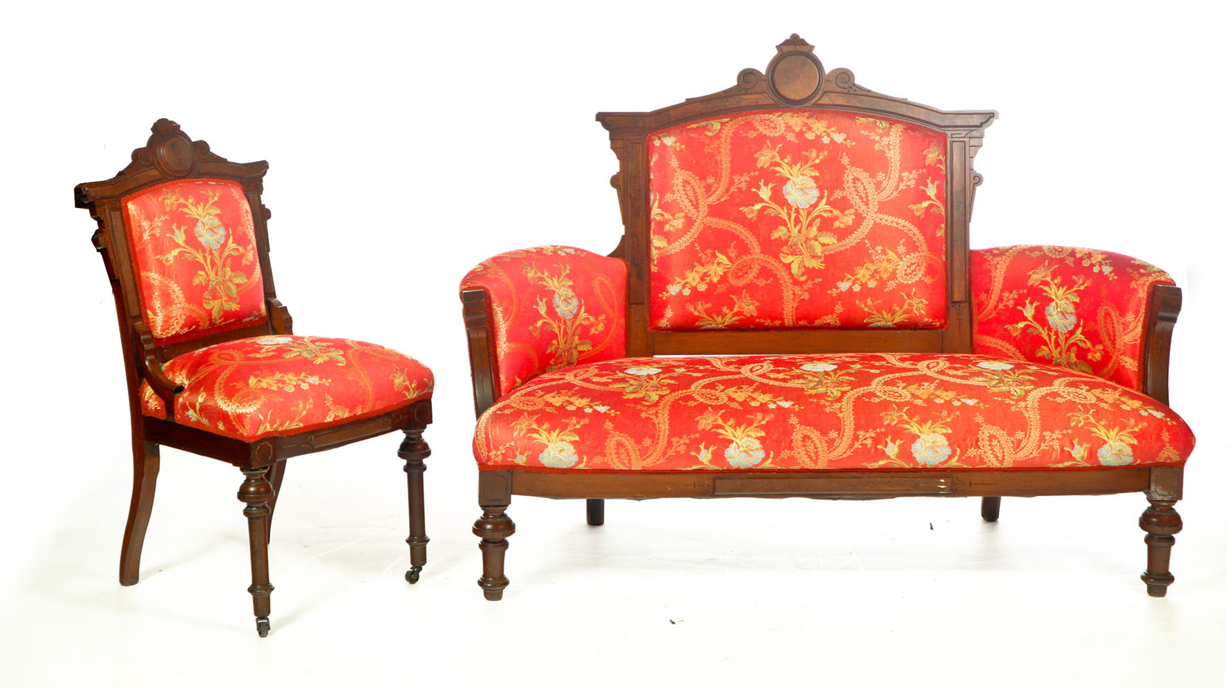 Appraisal: EASTLAKE SETTEE AND SIDE CHAIR American rd quarter- th century