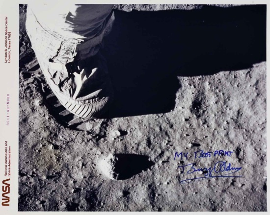 Appraisal: The Boot Print A color photograph close-up of Aldrin's boot