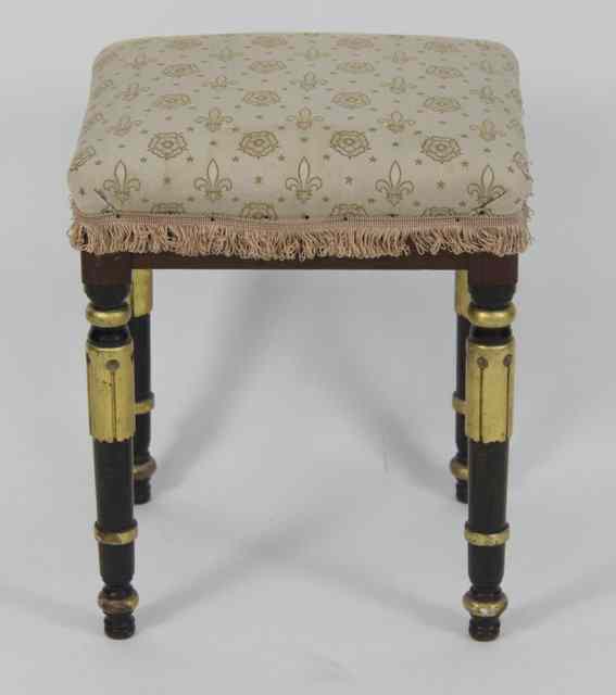 Appraisal: A th Century upholstered stool with parcel gilt and ebonised