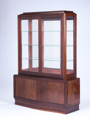 Appraisal: E JACQUEMIN China cabinet with mirrored interior three glass shelves