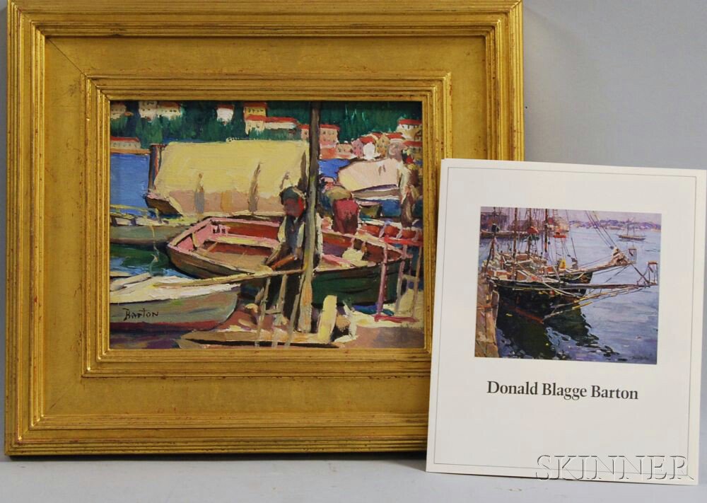 Appraisal: Donald Blagge Barton American - Dock Scene with Figures and