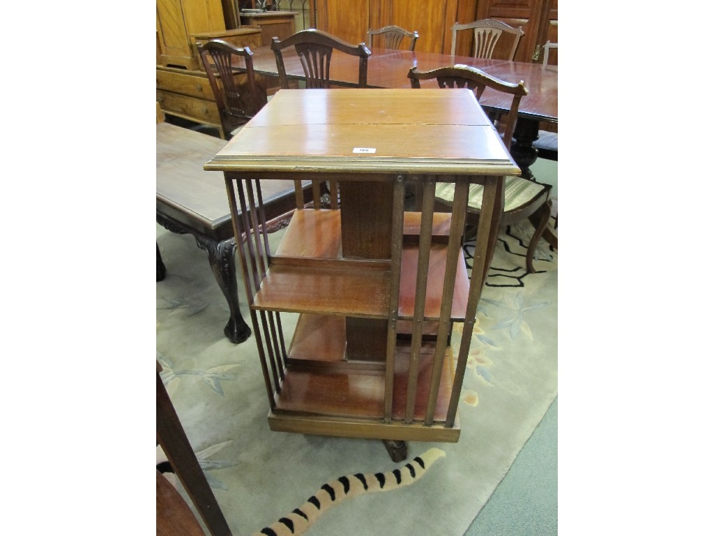 Appraisal: Edwardian mahogany inlaid revolving bookcase