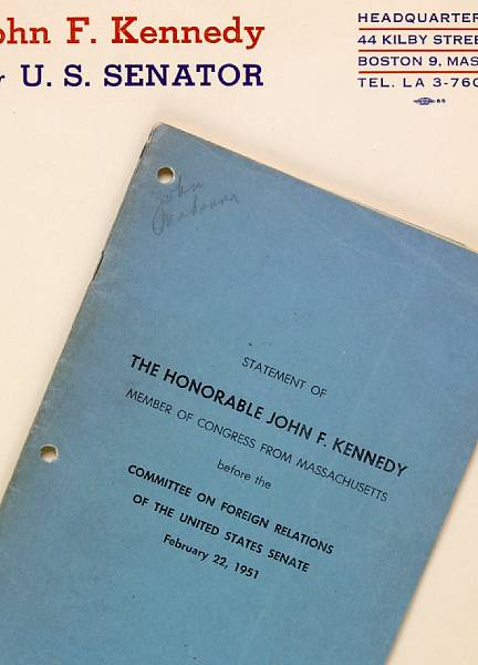 Appraisal: KENNEDY JOHN FITZGERALD Statement of The Honorable John F Kennedy