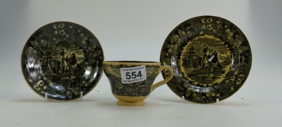 Appraisal: A Wedgwood Ferrara trio decorated with ships