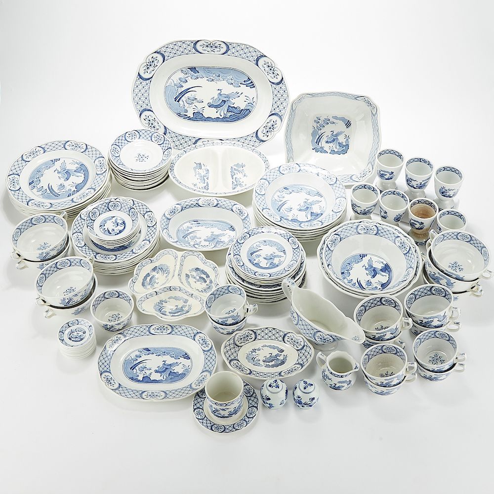 Appraisal: Old Chelsea Blue and White Dinner Service A lovely and