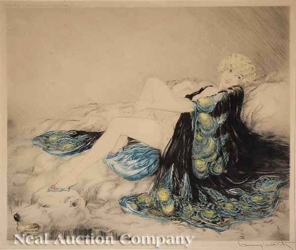 Appraisal: Louis Icart French - Silk Robe etching and aquatint pencil-signed