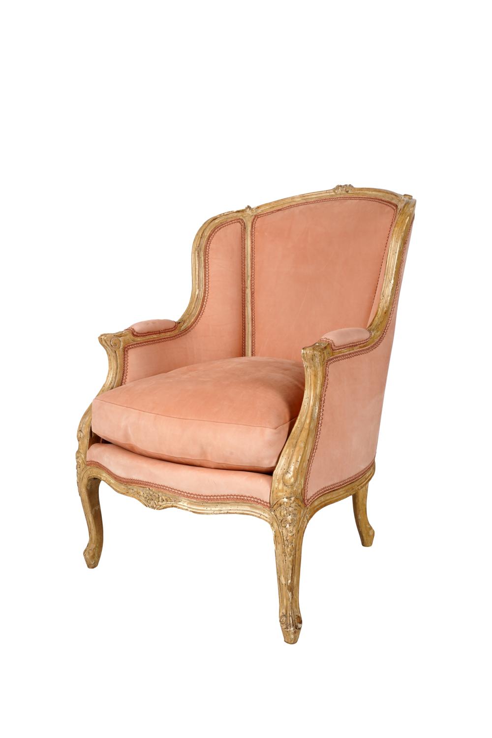 Appraisal: LOUIS XV-STYLE BLEACHED WOOD BERGERE th century the frame with