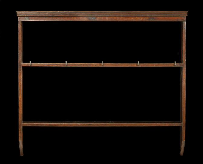 Appraisal: English Oak Hanging Rack late th century the molded cornice