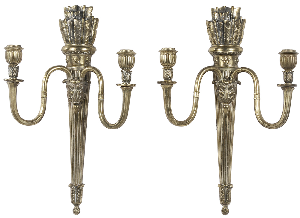 Appraisal: Pair Louis XVI Style Gilt Bronze Sconces French late th