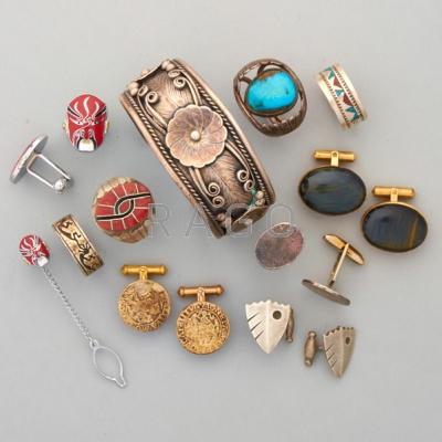 Appraisal: COLLECTION OF GENTLEMAN S JEWELRY Fred James Navajo silver open