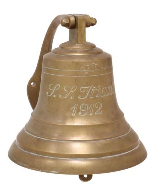 Appraisal: Gilt metal wall-mounted bell th c inscribed P P Titanic