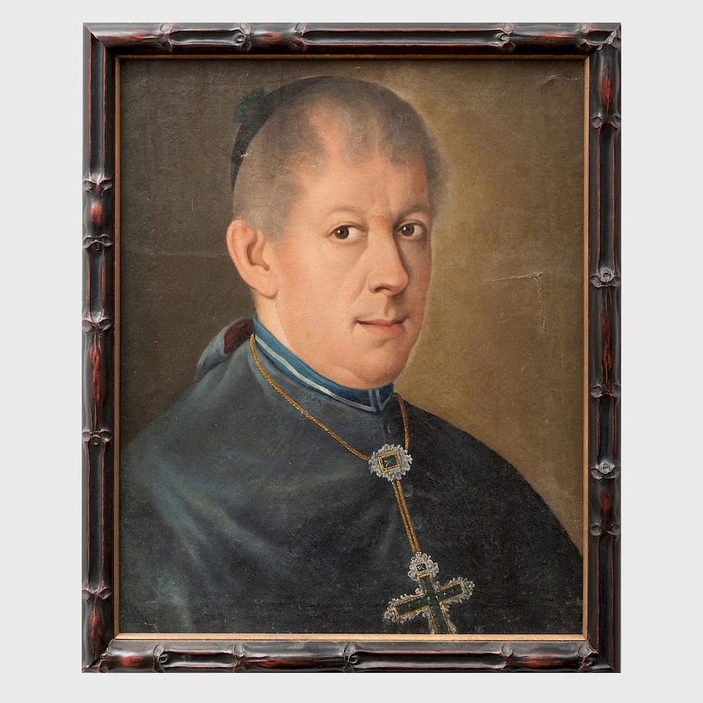 Appraisal: Chinese Export School Portrait of a Clergyman Oil on canvas