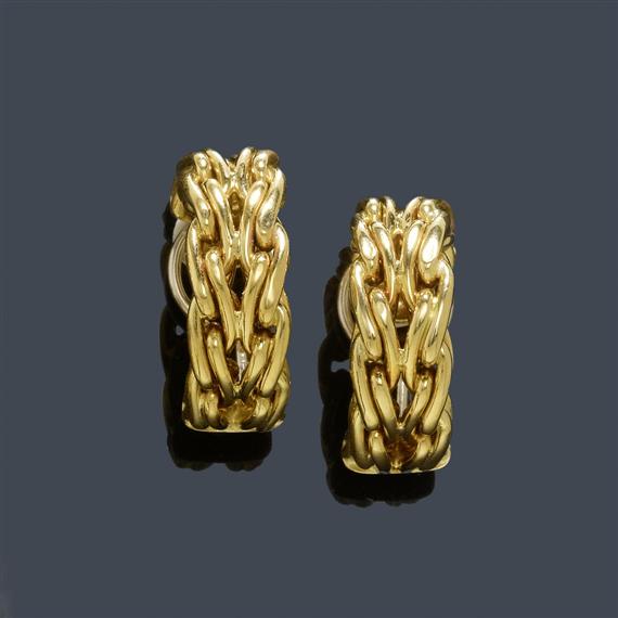 Appraisal: GOLD EAR CLIPS TIFFANY Co Yellow gold g Creole ear