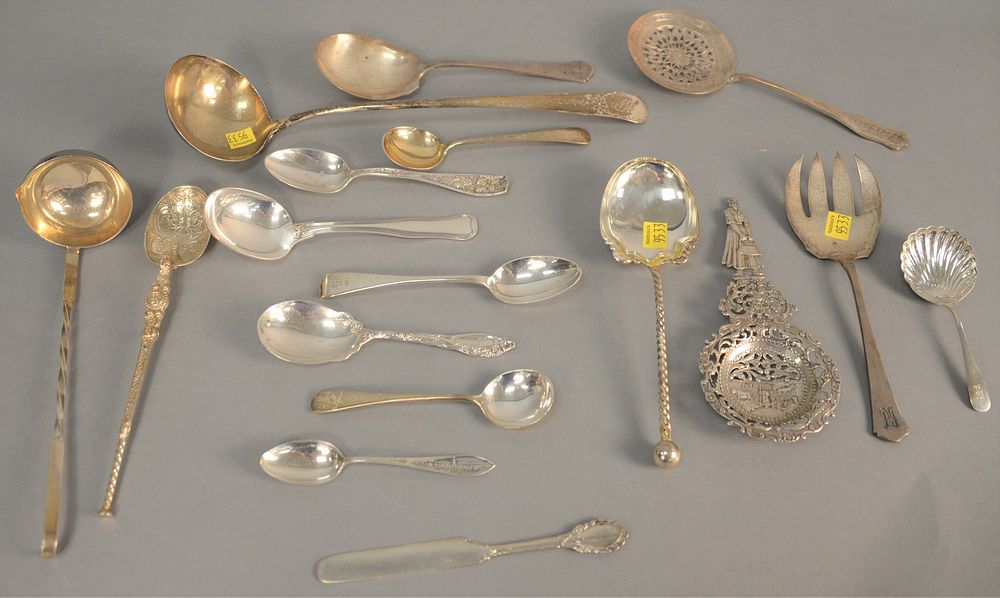 Appraisal: Sterling spoon lot with ladles and serving spoons including Georg