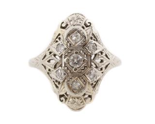 Appraisal: Ladies Art Deco k White Gold Diamond Dome Ring A