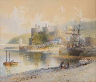 Appraisal: Emile Axel Krause Danish - Conway Castle N W Watercolor