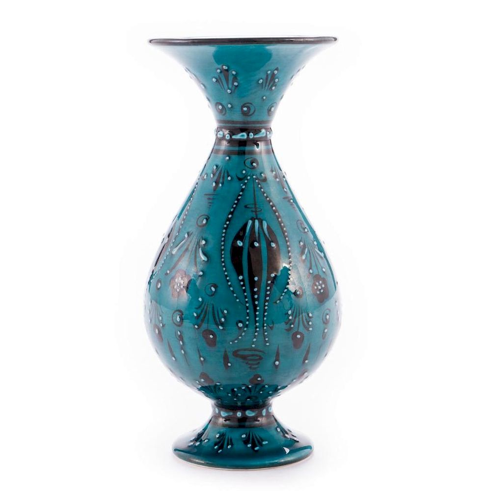 Appraisal: An art pottery vase An art pottery turquoise glazed vase