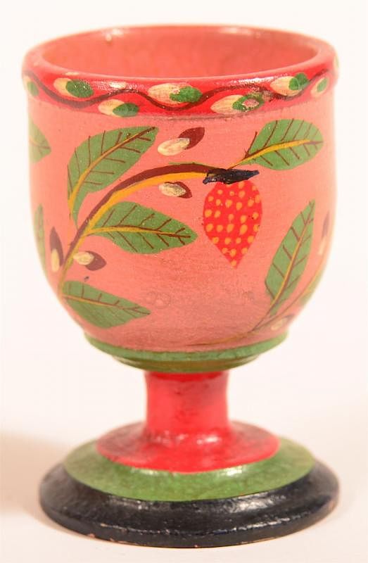 Appraisal: Lehnware Strawberry Pattern Egg Cup Lehnware Strawberry Pattern Egg Cup