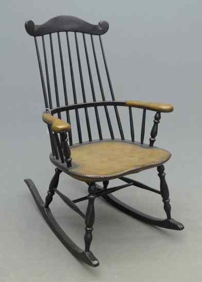 Appraisal: th c upholstered arms and seat Windsor rocking chair ''