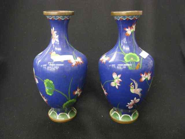 Appraisal: Pair of Chinese Cloisonne Vases horse carriage deco design'' ''