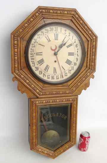 Appraisal: th c oak case calendar clock '' Ht