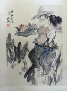 Appraisal: Chinese Watercolor Scroll Chinese Watercolor Scroll In the modern style