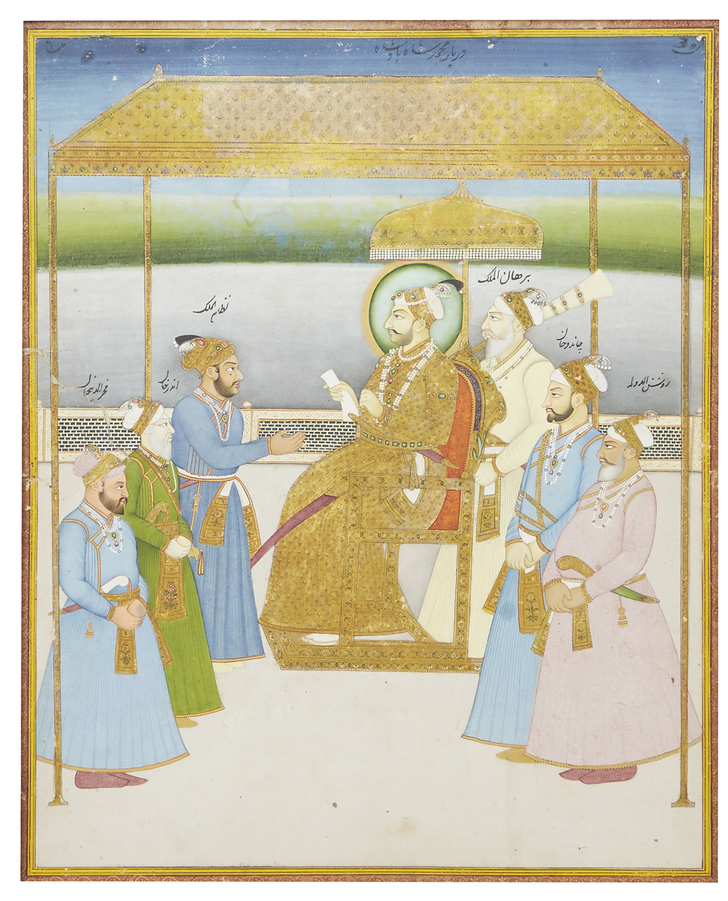 Appraisal: A MUGHAL MINIATURE PROBABLY TH CENTURY Depicting an emperor and