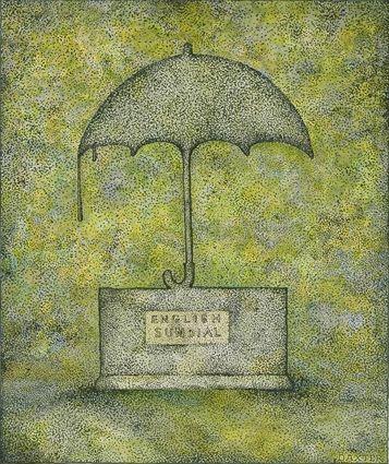 Appraisal: GLEN BAXTER b ENGLISH SUNDIAL Watercolor and ink on paper