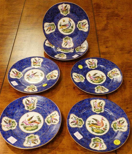 Appraisal: Set of six handpainted bird motif plates likely Anchor Porcelain