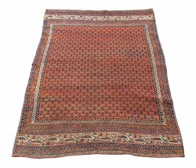 Appraisal: Persian Boteh Carpet Overall small boteh pattern on red wine