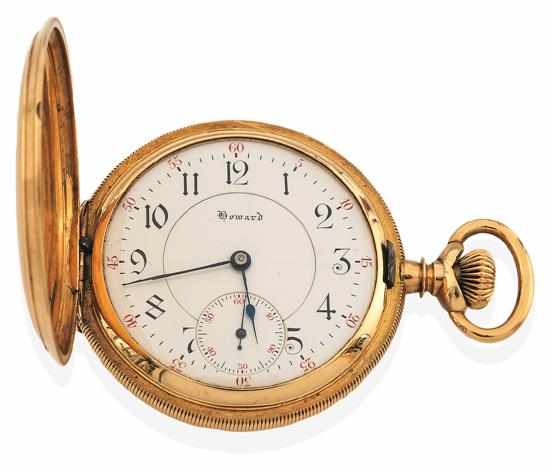 Appraisal: AN ANTIQUE HOWARD POCKET WATCH Crown wind movement full hunter