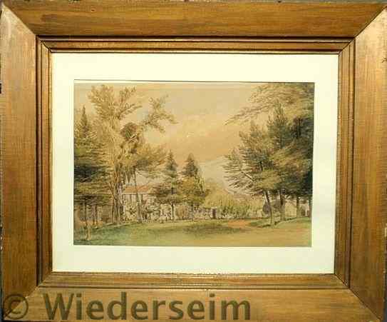 Appraisal: Fine watercolor painting of the Rodman Homestead in Bristol Township