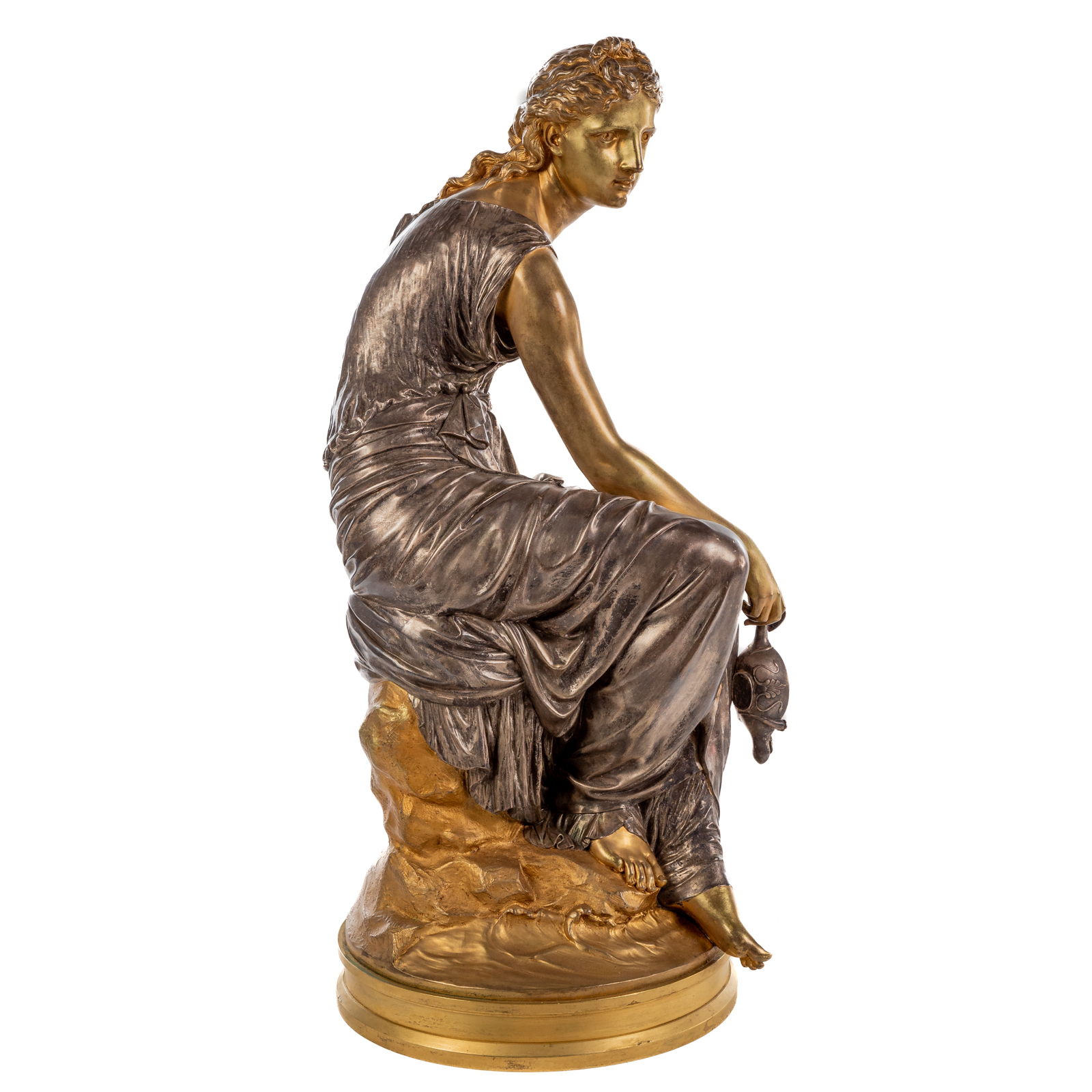 Appraisal: HENRY ETIENNE DUMAIGE PSYCHE BRONZE French - Seated maiden holding