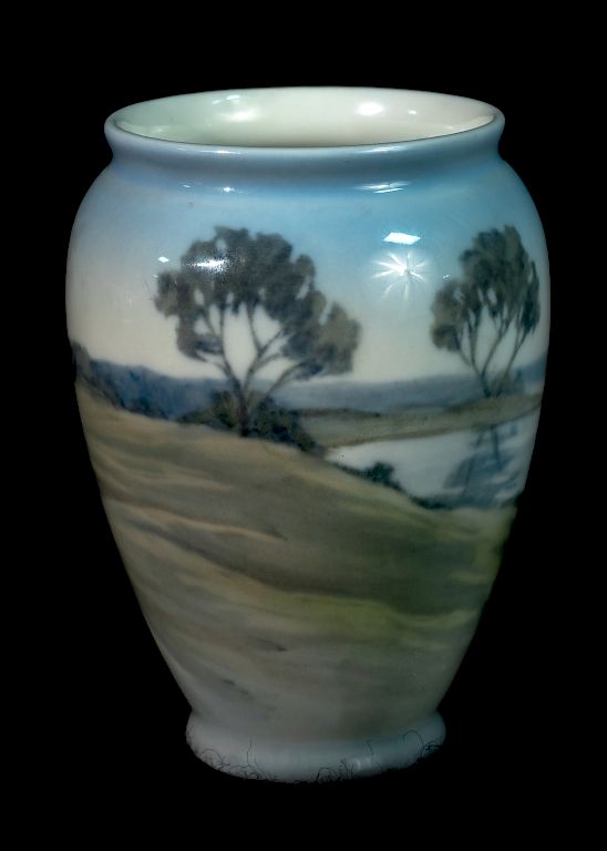 Appraisal: Bing Grondahl Landscape Vase Lake And Landscape - Bl H