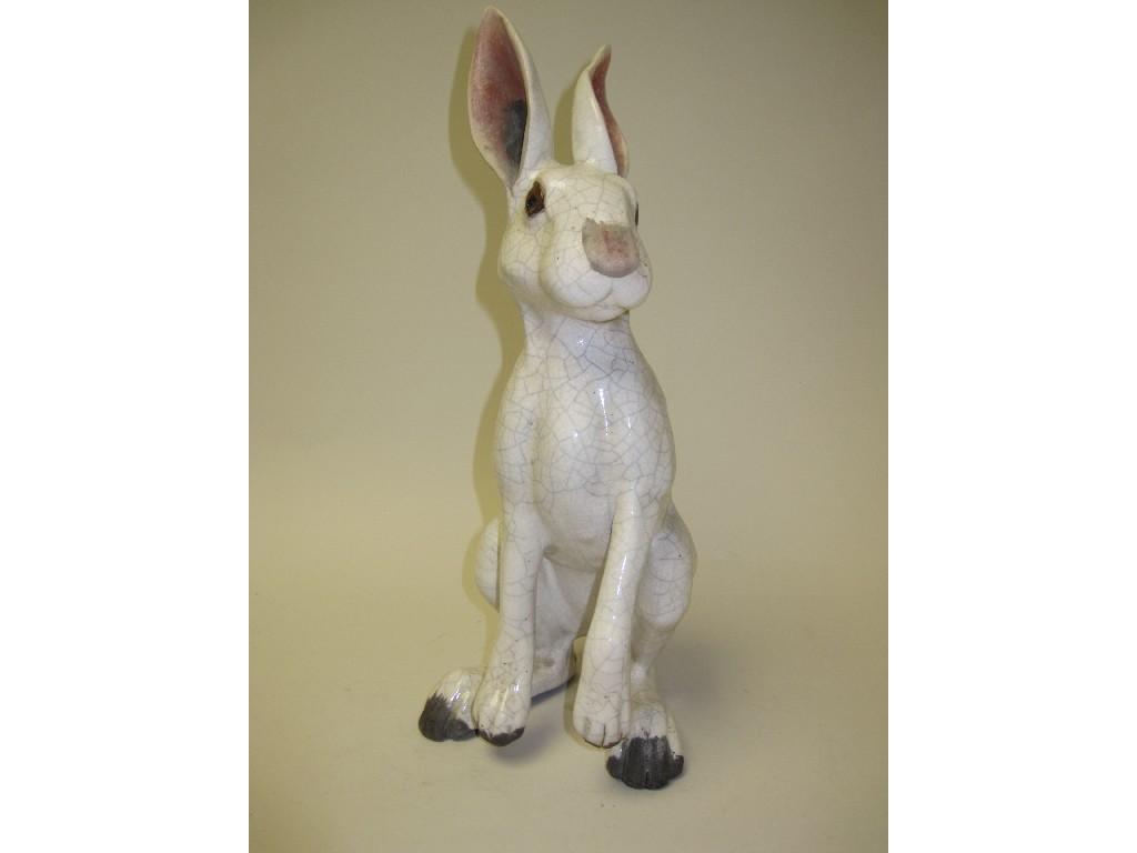 Appraisal: A John Hine raku pottery seated Hare in