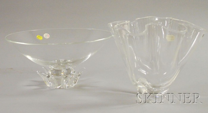 Appraisal: Colorless Glass Handkerchief Vase and a Steuben Colorless Glass Footed