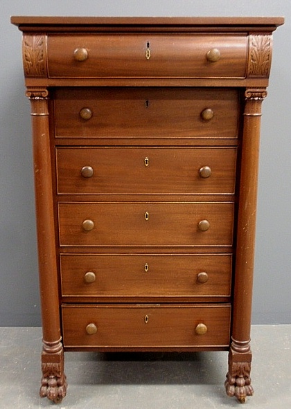 Appraisal: - Empire style mahogany chest of drawers h x w